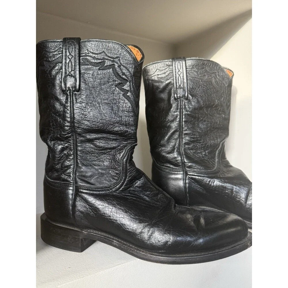Lucchese 2000 Western Embroidery Leather Roper Boots | USA Made | Men’s 8.5 D